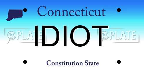 IDIOT Connecticut License Plate