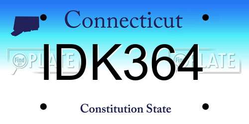 IDK364 Connecticut License Plate