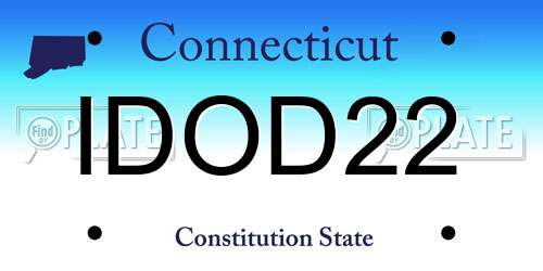 IDOD22 Connecticut License Plate