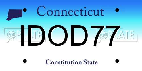 IDOD77 Connecticut License Plate