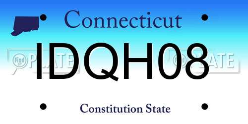 IDQH08 Connecticut License Plate