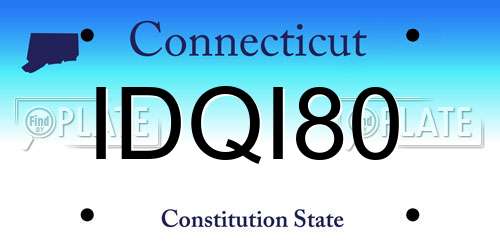 IDQI80 Connecticut License Plate