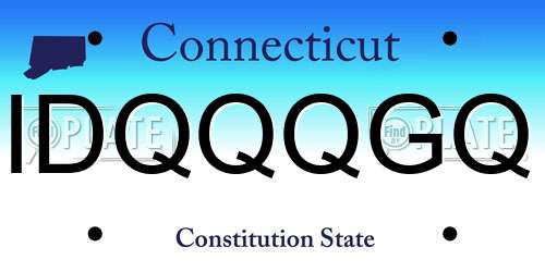 IDQQQGQ Connecticut License Plate