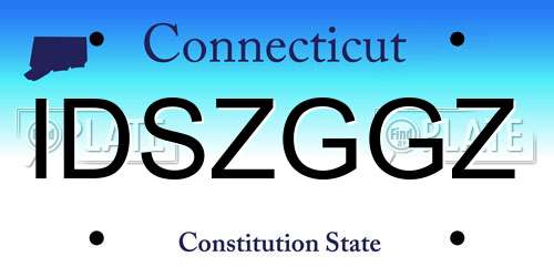 IDSZGGZ Connecticut License Plate