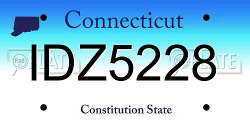 IDZ5228 Connecticut License Plate