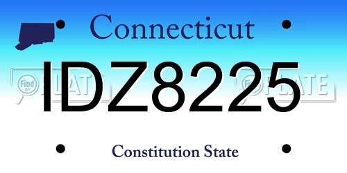 IDZ8225 Connecticut License Plate