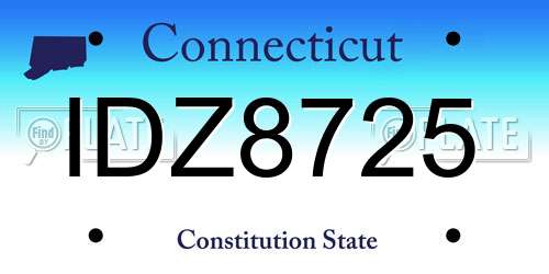 IDZ8725 Connecticut License Plate