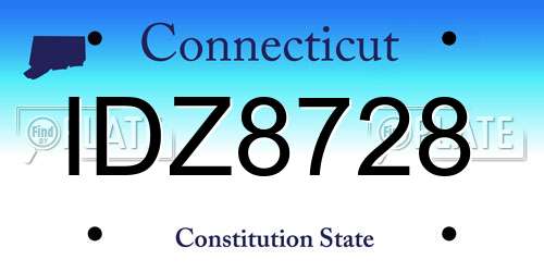 IDZ8728 Connecticut License Plate