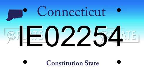 IE02254 Connecticut License Plate