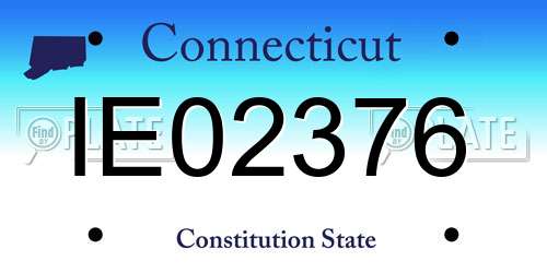 IE02376 Connecticut License Plate