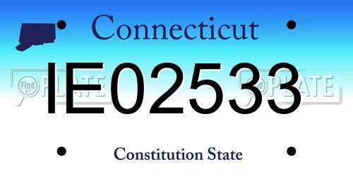IE02533 Connecticut License Plate