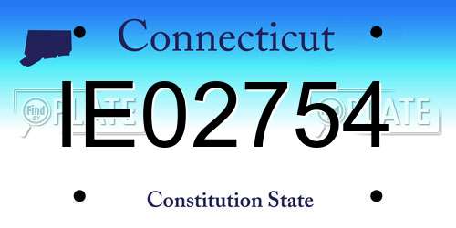 IE02754 Connecticut License Plate