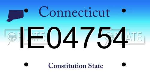 IE04754 Connecticut License Plate