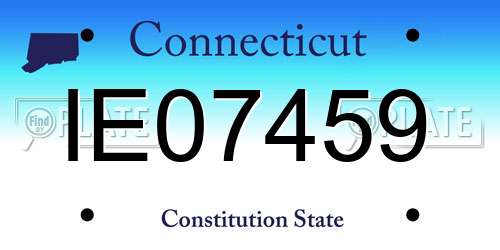 IE07459 Connecticut License Plate