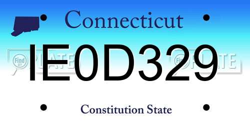 IE0D329 Connecticut License Plate