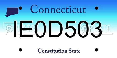 IE0D503 Connecticut License Plate