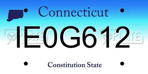 IE0G612 Connecticut License Plate