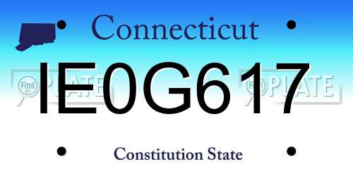 IE0G617 Connecticut License Plate