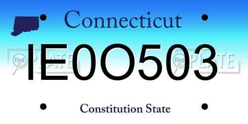 IE0O503 Connecticut License Plate