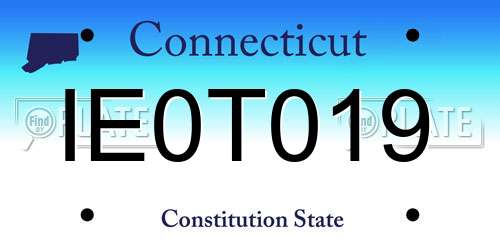 IE0T019 Connecticut License Plate