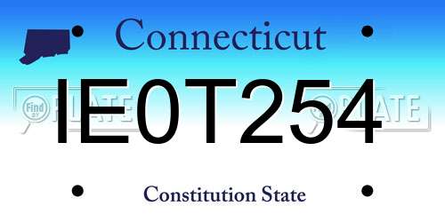 IE0T254 Connecticut License Plate