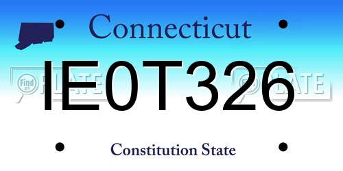 IE0T326 Connecticut License Plate