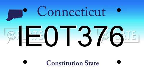 IE0T376 Connecticut License Plate