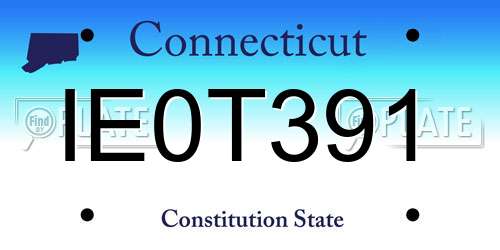 IE0T391 Connecticut License Plate