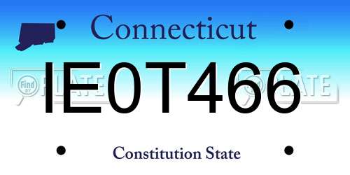 IE0T466 Connecticut License Plate