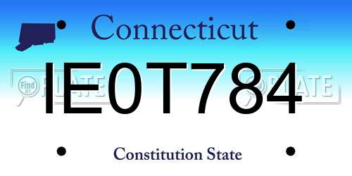 IE0T784 Connecticut License Plate
