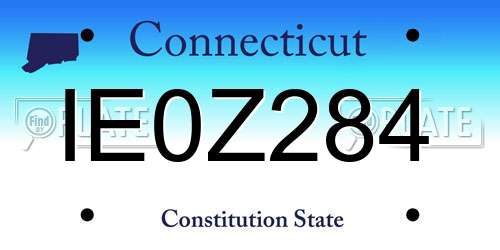 IE0Z284 Connecticut License Plate