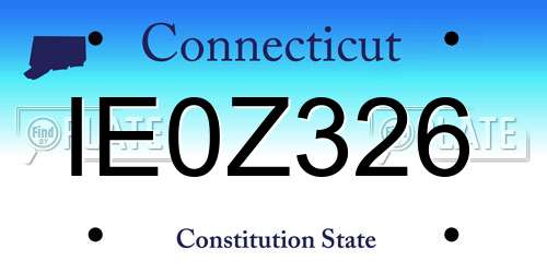 IE0Z326 Connecticut License Plate