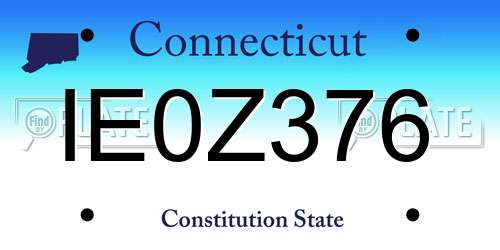 IE0Z376 Connecticut License Plate