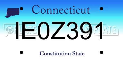 IE0Z391 Connecticut License Plate