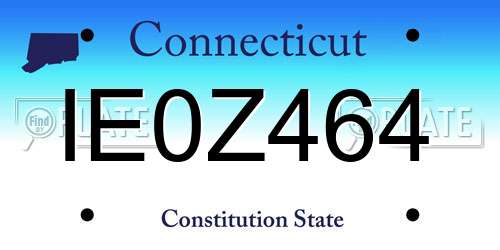 IE0Z464 Connecticut License Plate