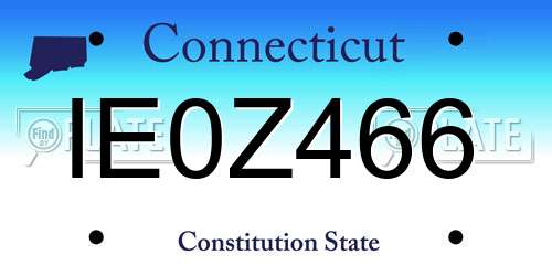 IE0Z466 Connecticut License Plate