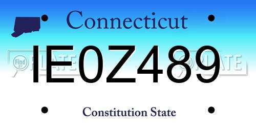 IE0Z489 Connecticut License Plate