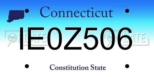 IE0Z506 Connecticut License Plate