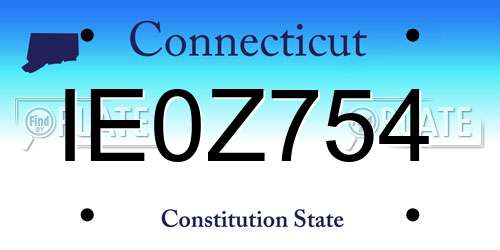 IE0Z754 Connecticut License Plate