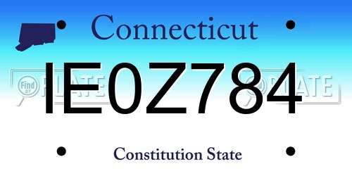 IE0Z784 Connecticut License Plate