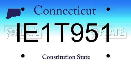 IE1T951 Connecticut License Plate