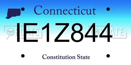 IE1Z844 Connecticut License Plate