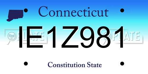 IE1Z981 Connecticut License Plate