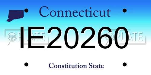 IE20260 Connecticut License Plate