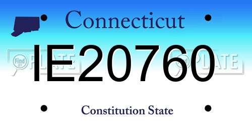 IE20760 Connecticut License Plate