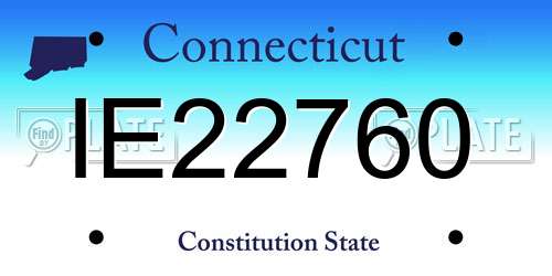 IE22760 Connecticut License Plate