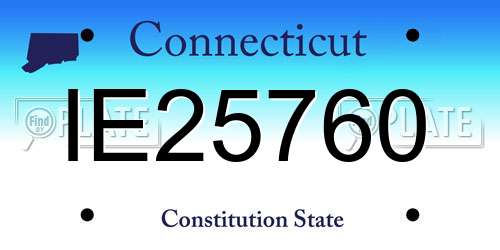 IE25760 Connecticut License Plate