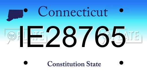 IE28765 Connecticut License Plate