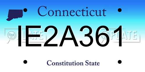 IE2A361 Connecticut License Plate