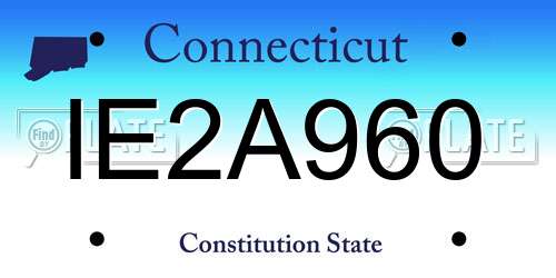IE2A960 Connecticut License Plate